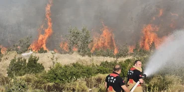 Manisa Büyükşehir Akhisar'daki yangın bölgesinde